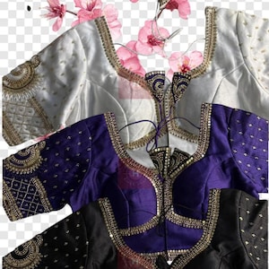 Weiche italienische Seidenbluse: Bollywood Party Wear, Handarbeit, Reihenfolge & Fadenarbeit.