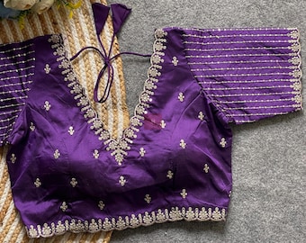 Heavy Banarasi Silk Blouse: Bollywood Party Wear, Gliter Sequance , Jari and Dori Work.