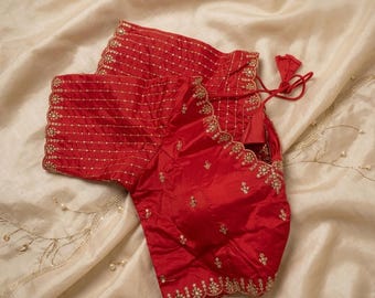 Heavy Banarasi Silk Blouse: Bollywood Party Wear, Gliter Sequance , Jari and Dori Work.