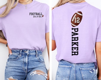 Football Mom Shirt With Kids Name & Jersey Number, Gift For Football Lover Mom Shirt,, Cute Football Season Mama Shirt, Football Game Day