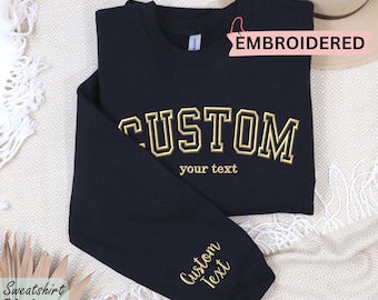 Embroidered Custom Text Sweatshirt, Personalized Embroidered Crewneck, Embroidered Text Crewneck, Gift for Bride, Mothers Day Gift