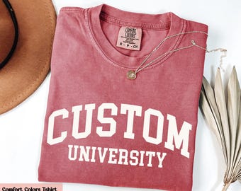 Comfort Colors Customized College T-shirt, Custom University Shirt, Custom Design Tee, Custom University Merch, Custom University Shirt