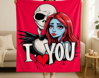 Halloween Blanket, Jack Skellington Blanket, Love You Blanket