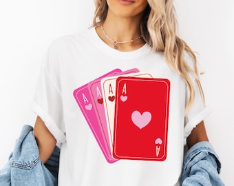 Comfort Colors Romantic Playing Cards Shirt, Ace of Hearts Valentine Day Shirt, Vintage Poker Shirt, Anniversary Gift, Love Always Wins Tee