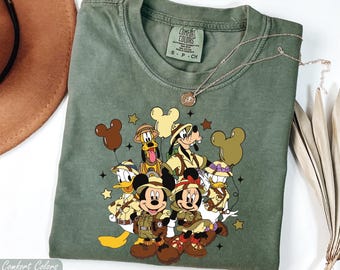 AComfort Colors Mickey and Friends Safari Shirt, Animal Kingdom Safari Shirt, Magic Kingdom Shirt, Disney Safari Shirt,Mickey Safari Shirt,