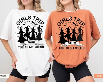 Girls Trip Salem Shirt,Vintage Halloween Shirt,Halloween Witch Shirt,Salem Massachusetts,Salem Witch Shirt,Time To Get Wicked Halloween Tee