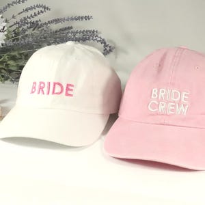 Embroidered Text Hat, Bride and Bride Crew Hats, Bridesmaids Hats, Customized Embroidered Baseball Cap, Sorority Hat for Wedding, Bride Cap