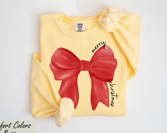 Coquette Merry Christmas Sweatshirt, Christmas Bow Sweatshirt, Christmas Girly Sweater, Red Coquette Christmas Crewneck, Christmas Vibes