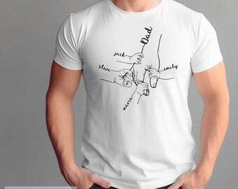 Custom Dad Hand With Kids Names Tee, Holding Dad Fingers Tee, Fathers Day Gift, Gift For Papa, Personalized Dad Tee, Dad and Children Hands
