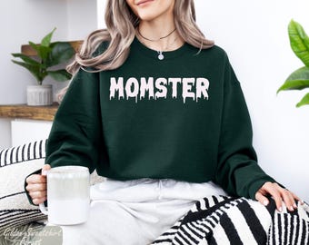 Momster Sweatshirt, Halloween Shirt for Mothers, Momster Sweatshirt, Cute Womens Fall Sweatshirt, Mom Life Crewneck, Spooky Mother Crewneck