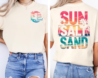 Sun Salt Sand Shirt, Summer Beach Vacation Tee, Ocean Lovers Tee,  Boho Surf Gift, Sunset Palm Tree Tee, Sunset Tee, Waves Island Life Tee