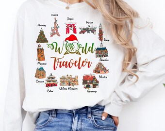 Disney Mickey Epcot Center World Traveler Christmas Sweatshirt, Drink And Snack Around The World Sweater,Christmas Party 2026 Sweatshirt