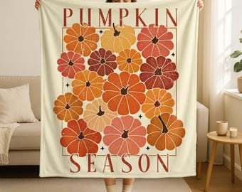 Pumpkin Season Blanket, Fall Blanket, Fall Bedding, Autumn Blanket, Fall Gift for Her, Cozy Home Decor, Pumpkin Blanket, Cozy Fall Throw