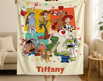 Toy Story Valentine Blanket, Disney World Toy Story Valentine Gift,Happy Valentine Day Throw,Toy Story Movie Characters Blanket Gift for Her
