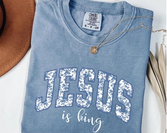 Jesus Is King Shirt,Floral Jesus Tshirt,Toile de Jouy Christian Shirt,Church Outfit,Bible Study Shirt,Trendy Faith Apparel,Jesus Loves You