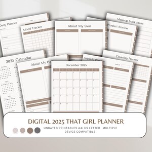2025 That Girl Digital Planner – Aesthetic Daily & Monthly Organizer for Productivity, Wellness and Goals – Instant Download