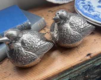 Vintage silver plated salt and pepper quails