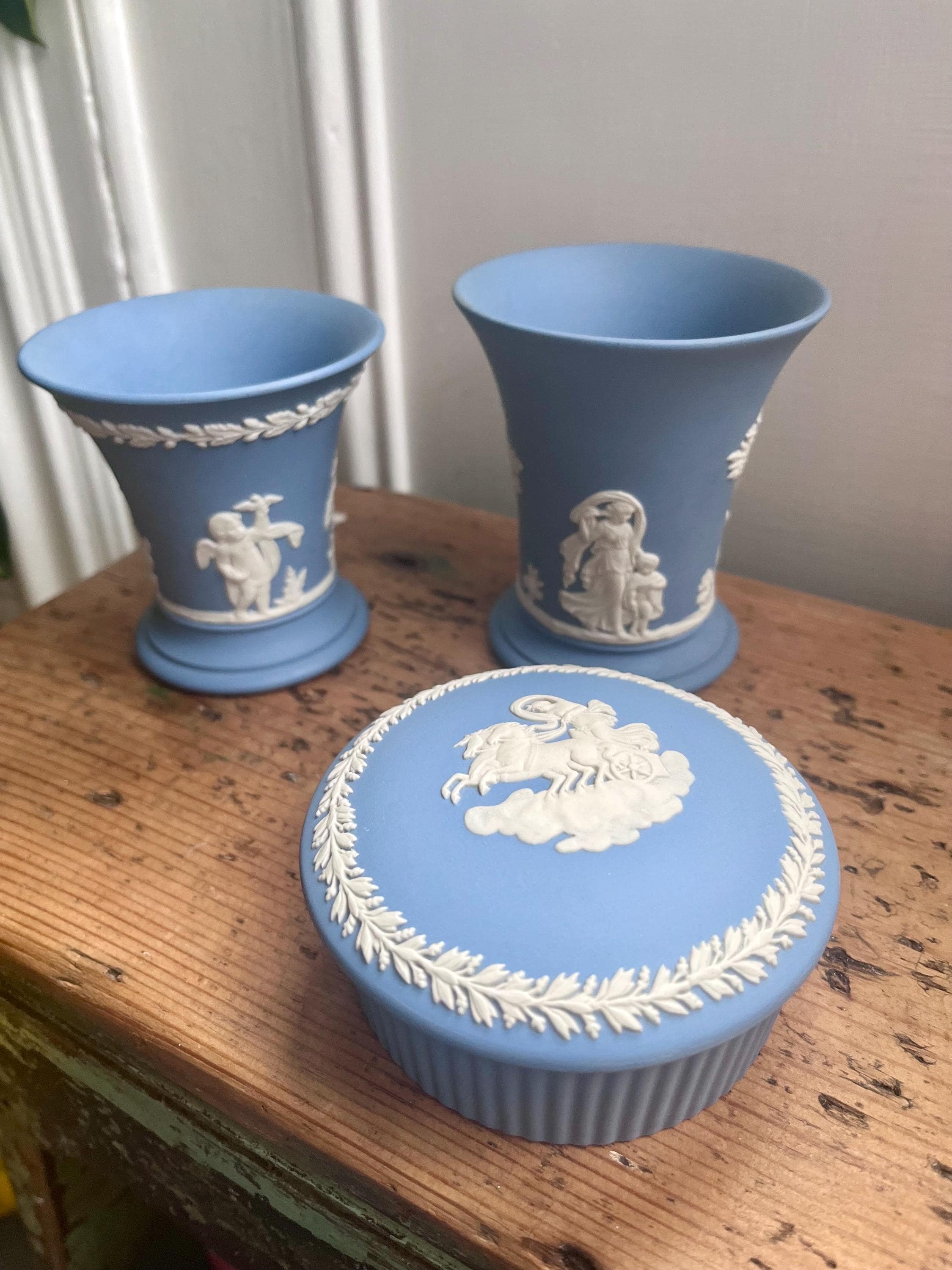 Wedgwood Jasperware Blue Individually Priced Vases, Trinket Box - Etsy