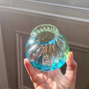 Glass vase- green and blue Vintage