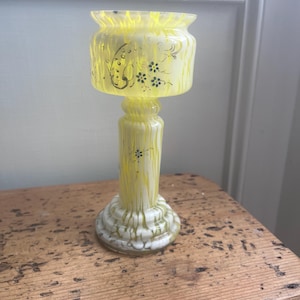 Vintage Welz bohemian yellow and white splatter glass vase
