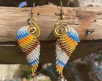 Brincos de asas de anjo/Joias artesanais hippies/Presente artesanal/Brincos de macramê boho