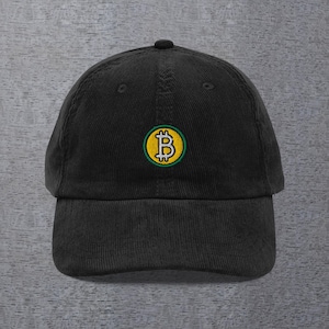 Bitcoin Corduroy Hat - BTC Crypto Embroidered Vintage Baseball Cap