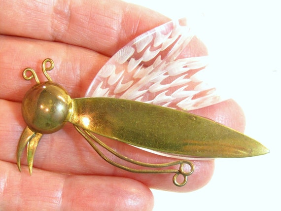 Lucite Insect Pin, Reverse Carved, Lucite Brooch,… - image 3