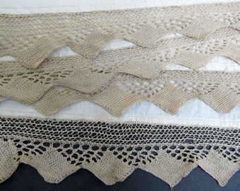 Period Costume Decoration, Handmade Crochet Lace and Cotton Trim, Antique Lace, Tatting, Salvaged Lace, 12 in x 100 in, Very Old, Estate