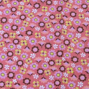60&#39;s 70&#39;s Print Sewing Fabric, Bright Mod Flower, Curtains or Dress Project, 3 yds x 36 in. Pink, Peach, Yellow, White, Brown, Orange