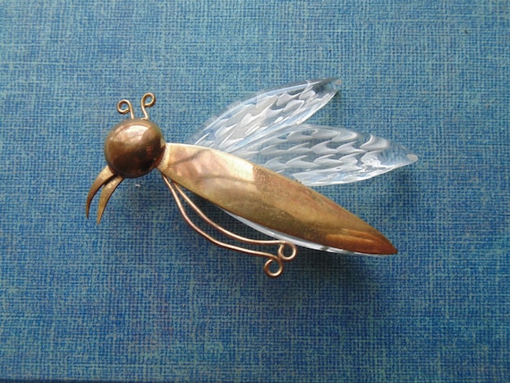 Lucite Insect Pin, Reverse Carved, Lucite Brooch,… - image 1