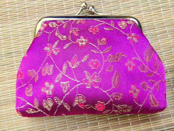 Silk Coin Purse, Oriental Style, Small Clutch Coi… - image 2