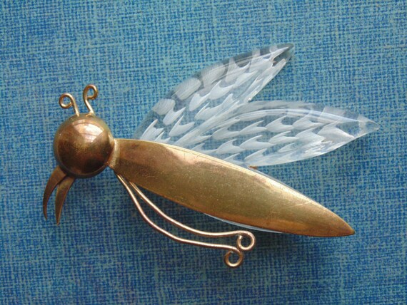 Lucite Insect Pin, Reverse Carved, Lucite Brooch,… - image 6