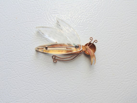 Lucite Insect Pin, Reverse Carved, Lucite Brooch,… - image 7