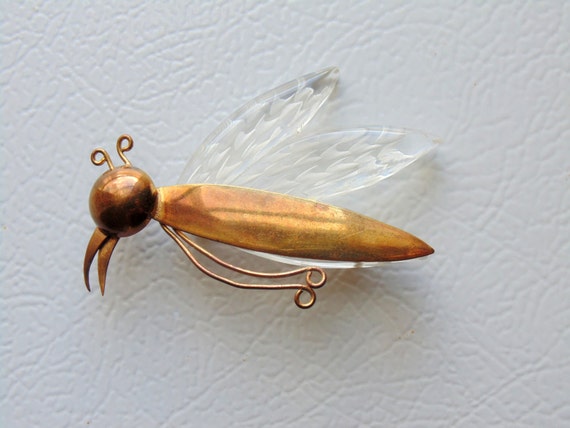 Lucite Insect Pin, Reverse Carved, Lucite Brooch,… - image 4