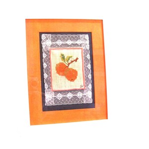 Vintage Citrus Cross Stitch: 1970s Framed Oranges Kitchen Decor