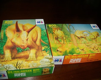 Dinosaur Puzzles Set: T-Rex/Triceratops/Stegosaurus/1986/All Pieces