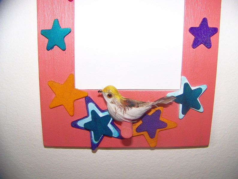 Stars on Pink Wood Birdhouse Frame Photo Frame Gift from Daughter Shining Star Can Personalize 3 x 3 Photo