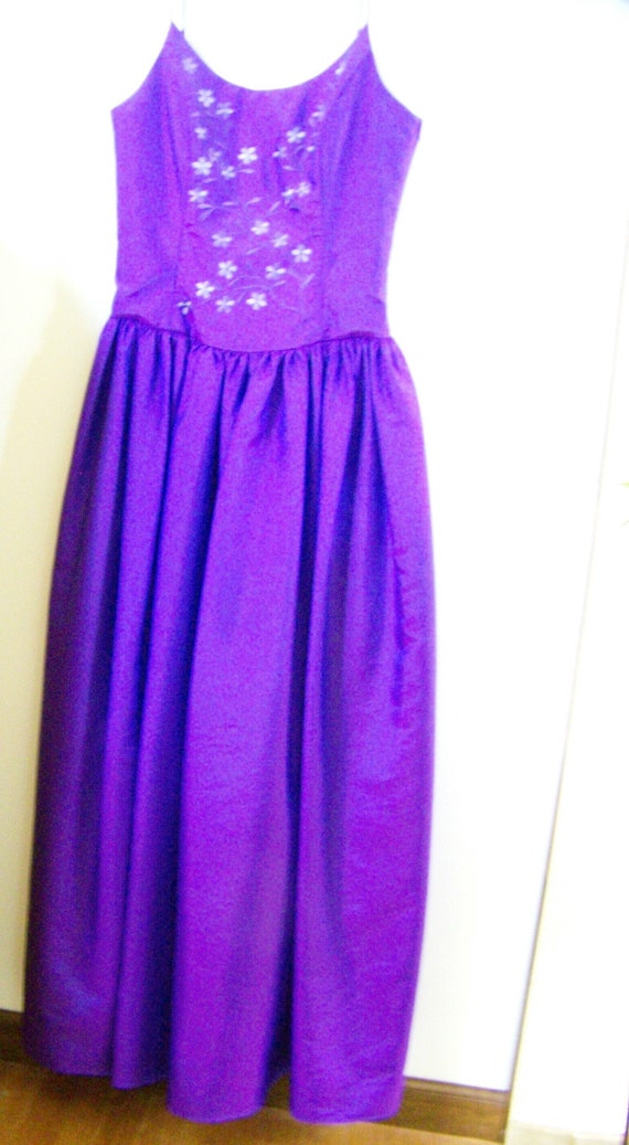 1990's Iridescent Purple Prom Gown -Floor Length … - image 1