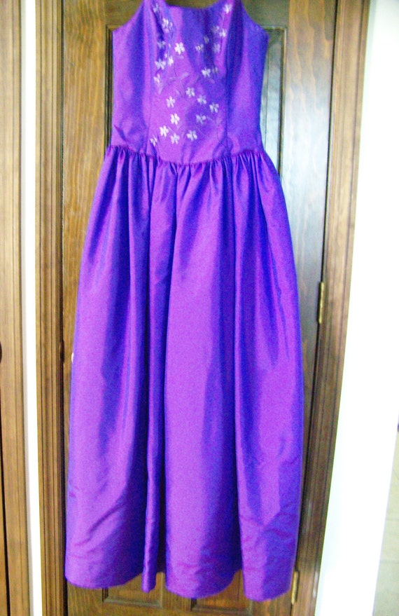 1990's Iridescent Purple Prom Gown -Floor Length … - image 10