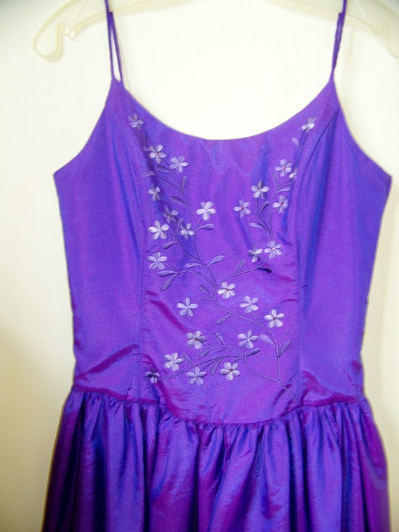 1990's Iridescent Purple Prom Gown -Floor Length … - image 2
