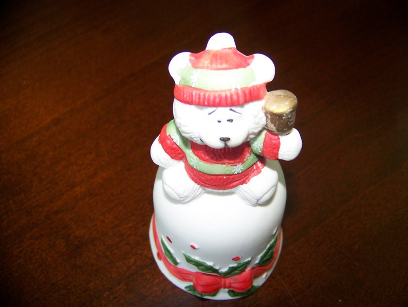 Vintage Ceramic Bell 1980's Snow Bear House of Lloyd Bisque Bell Collectible Gift Idea Hand Painted/Excellent Condition image 6