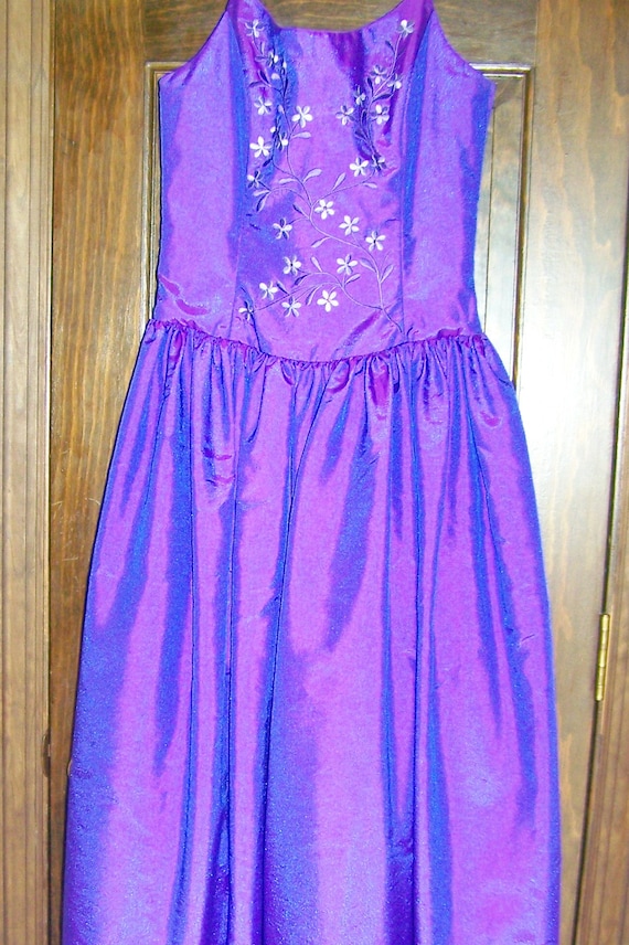 1990's Iridescent Purple Prom Gown -Floor Length … - image 9