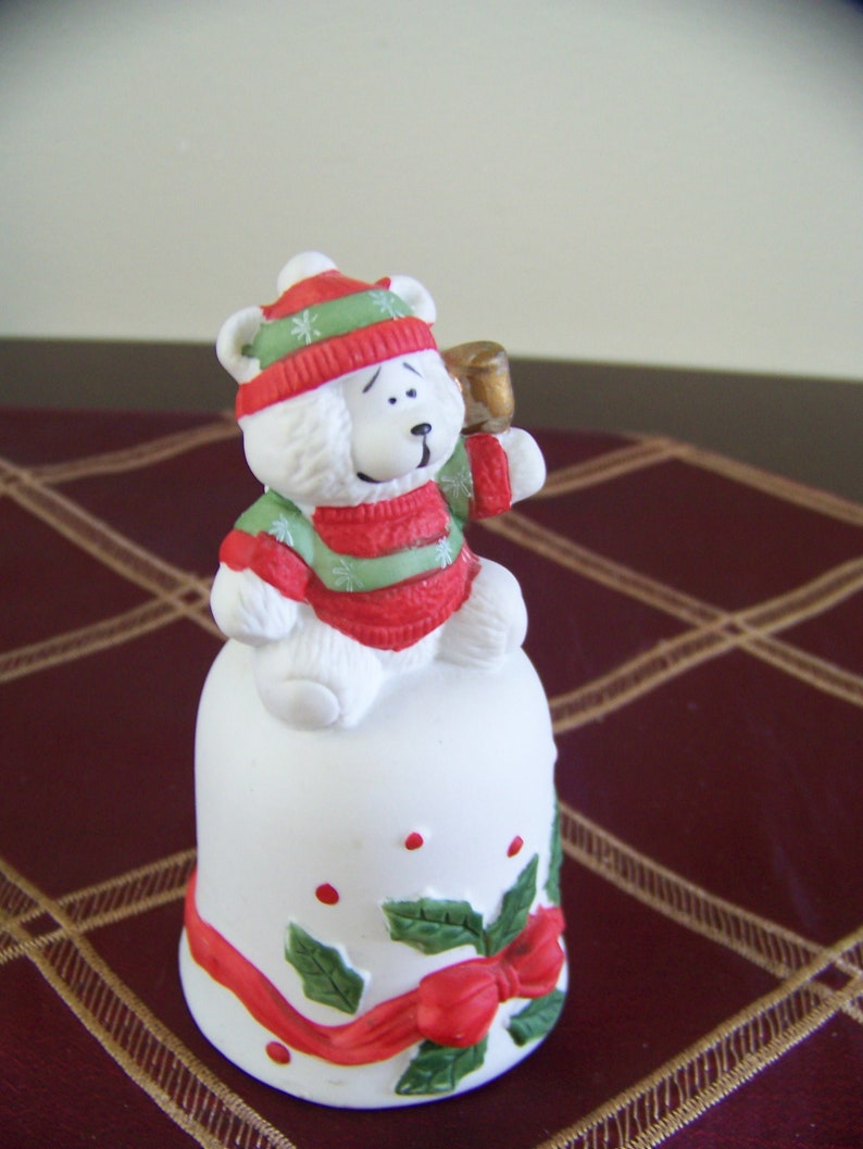 Vintage Ceramic Bell 1980's Snow Bear House of Lloyd Bisque Bell Collectible Gift Idea Hand Painted/Excellent Condition image 7