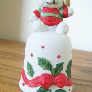 Vintage Ceramic Bell 1980's Snow Bear House of Lloyd Bisque Bell Collectible Gift Idea Hand Painted/Excellent Condition image 3