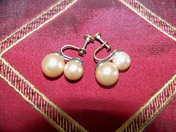 Vintage Pearl Earrings Sets -Pink Faux Pearls -Mo… - image 7