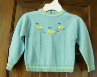 Boys Toddler Lightweight Whale Theme Sweater: 1970's /Size 12 Months