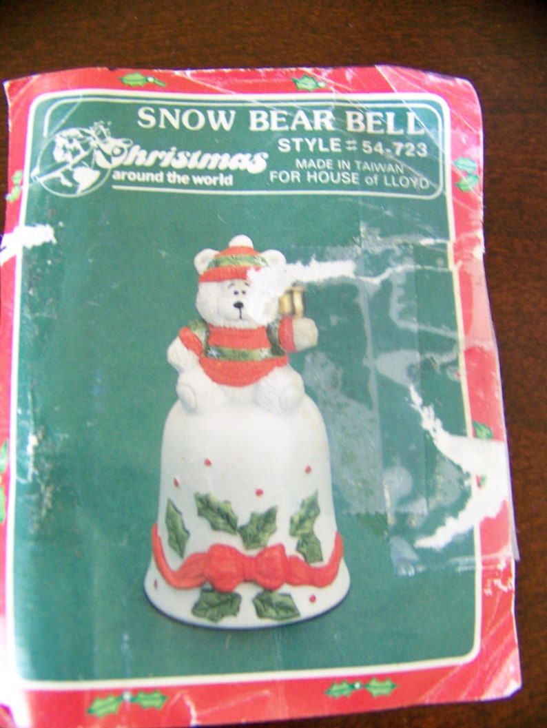 Vintage Ceramic Bell 1980's Snow Bear House of Lloyd Bisque Bell Collectible Gift Idea Hand Painted/Excellent Condition image 10