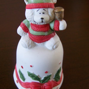 Vintage Ceramic Bell 1980's Snow Bear House of Lloyd Bisque Bell Collectible Gift Idea Hand Painted/Excellent Condition image 2