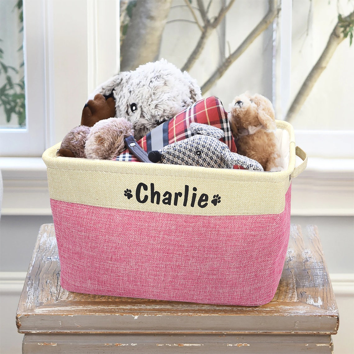 Personalized Dog Toy Basket Dog Toys Storage Bag Dog Toy Etsy