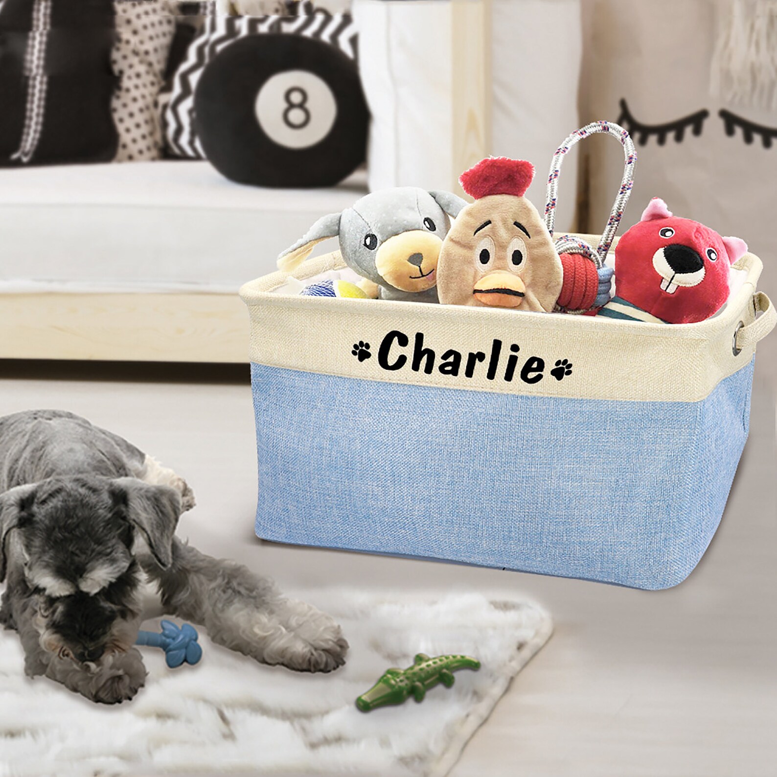 Personalized Dog Toy Basket Dog Toys Storage Bag Dog Toy Etsy